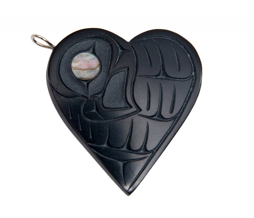 SOLD  Haida Argillite Eagle Heart Pendant