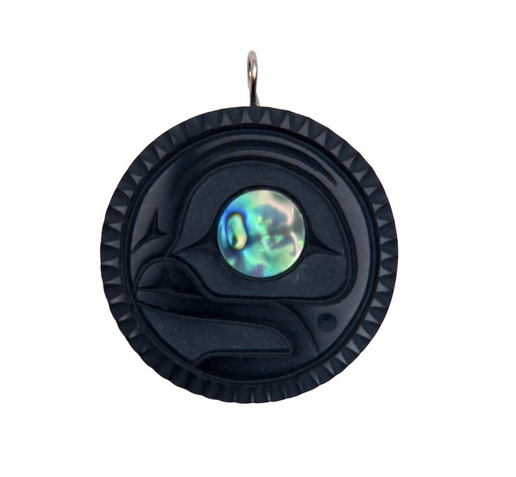 Argillite Moon pendant by Calvin Bell (Haida).