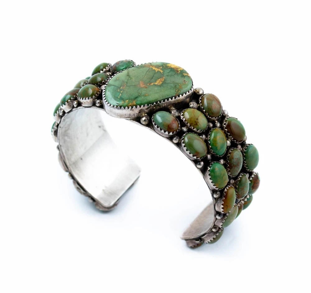 Vintage 1970's Green Turquoise Clustered Bracelet