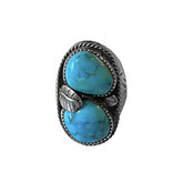 Vintage 2 Stone Turquoise Man's Ring