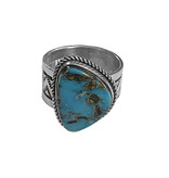 Size 10 Natural Blue Diamond Turquoise Ring