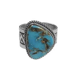 Size 10 Natural Blue Diamond Turquoise Ring