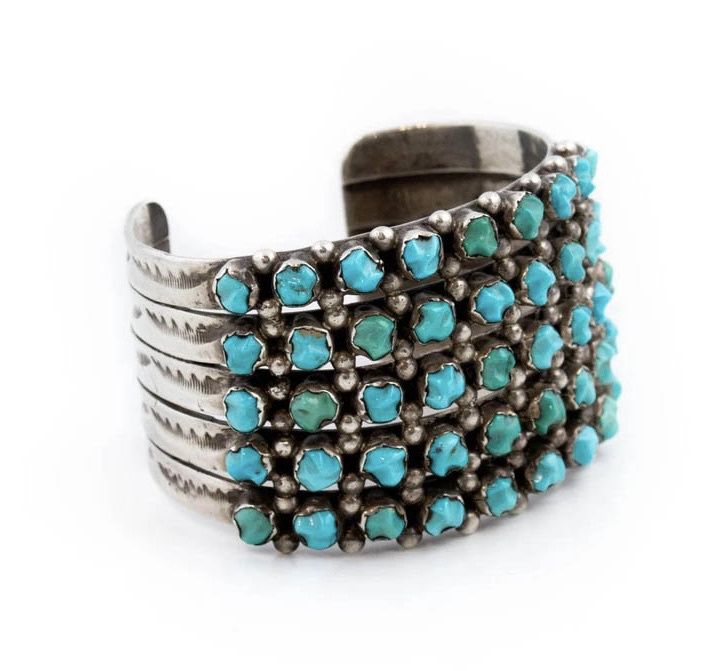 Vintage Turquoise Nugget Row Bracelet