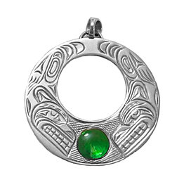 CUSTOM ORDER  Silver and Ammolite Bears Pendant