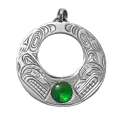 CUSTOM ORDER  Silver and Ammolite Bears Pendant