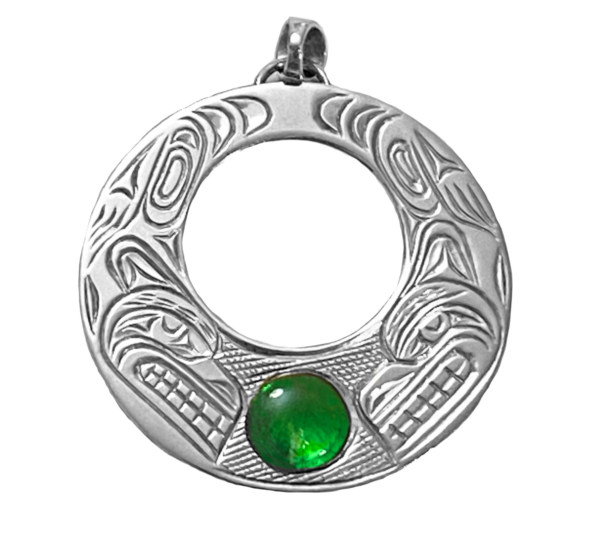 SOLD  Silver and Ammolite Bears Pendant