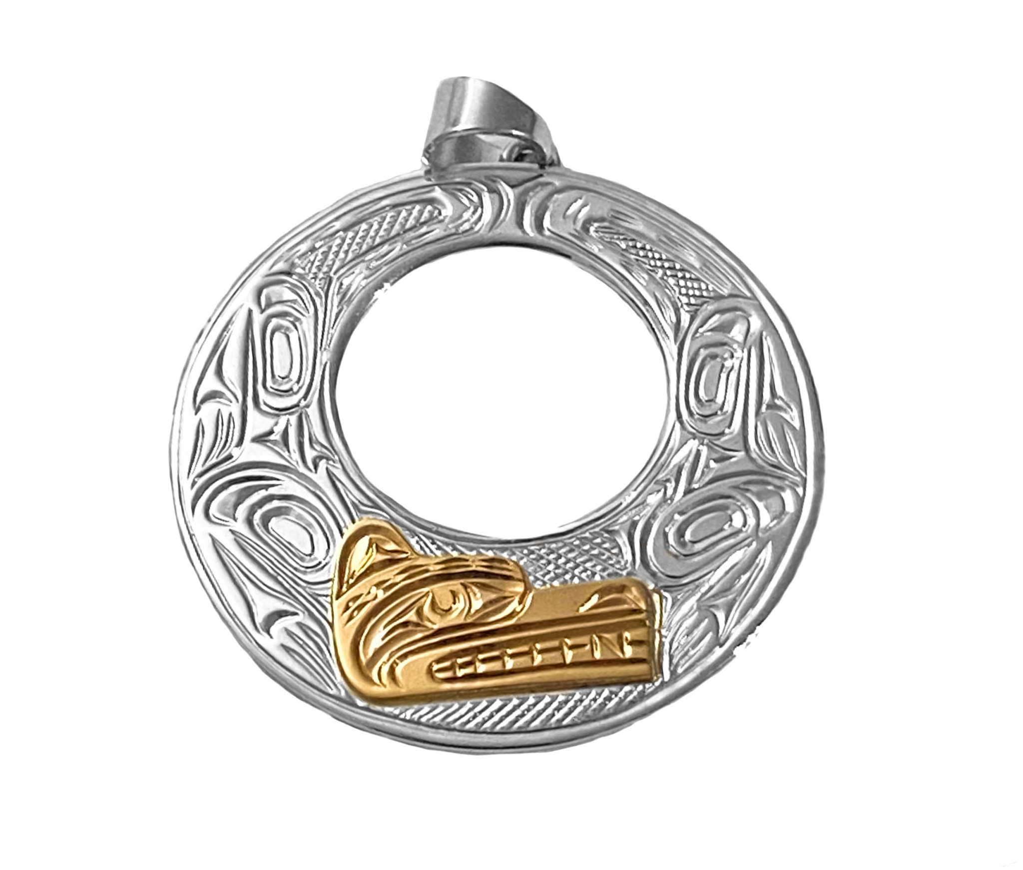 CUSTOM ORDER  Richie Baker Round Wolf Pendant