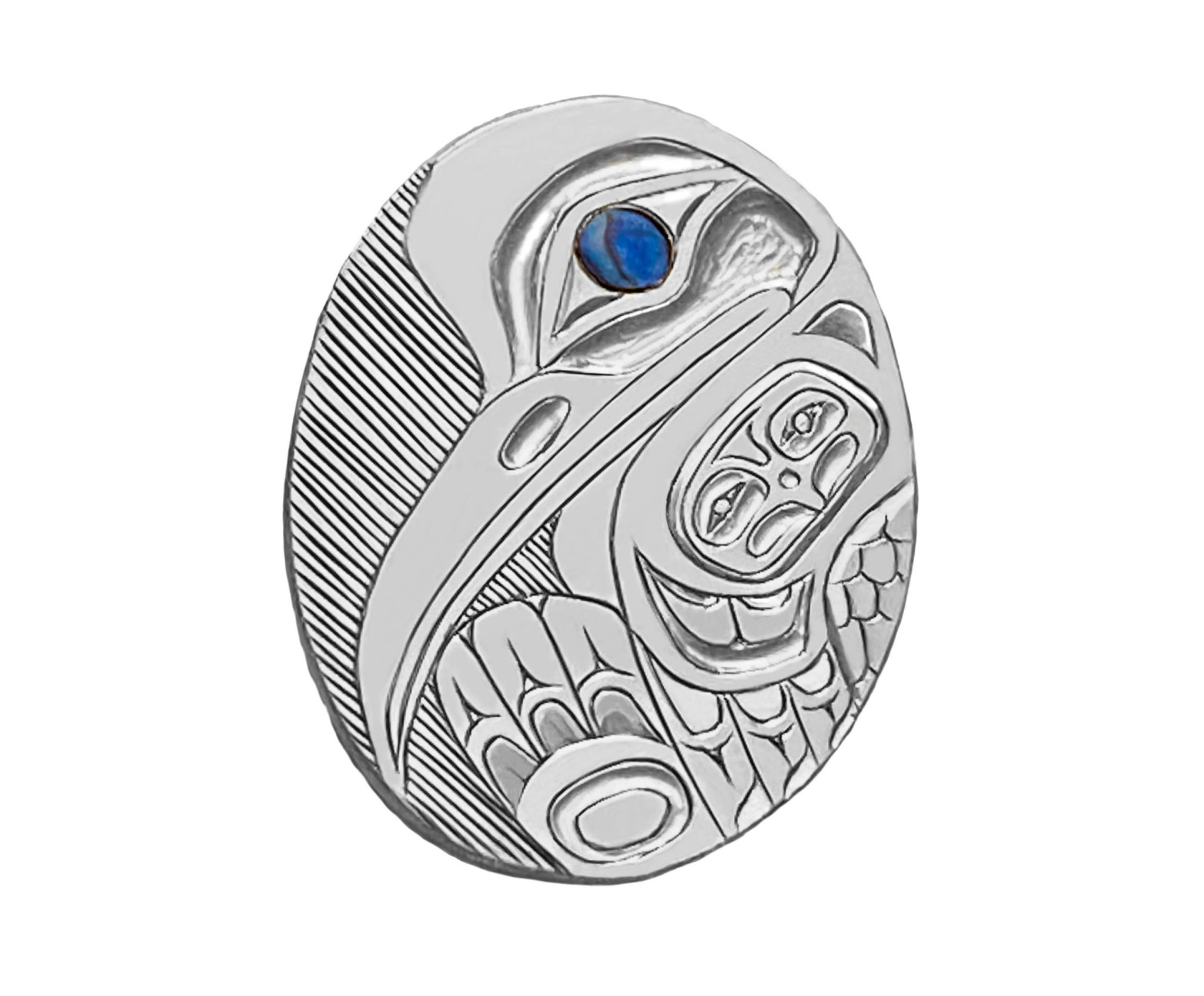 CUSTOM ORDER  Haida Raven Pendant with Abalone Eye