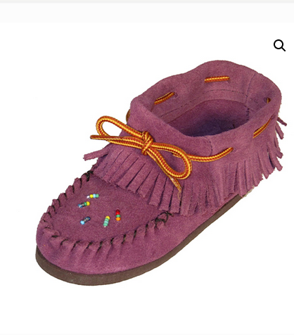 Ladies  Fringed Suede Moccasin with Sole