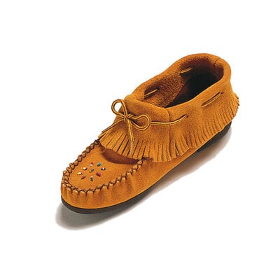 Ladies  Fringed Suede Moccasin with Sole