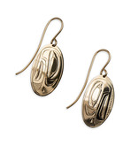 SOLD  14 kt Gold Gitxsan Raven Earrings
