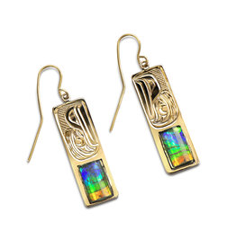 Richie Baker Gold and Ammolite Raven Earrings