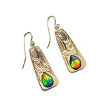 Richie Baker Gold and Ammolite Eagle Earrings