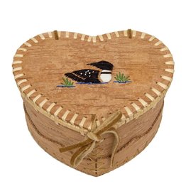 Medium Heart Shaped Birchbark Basket - 4" x 7"