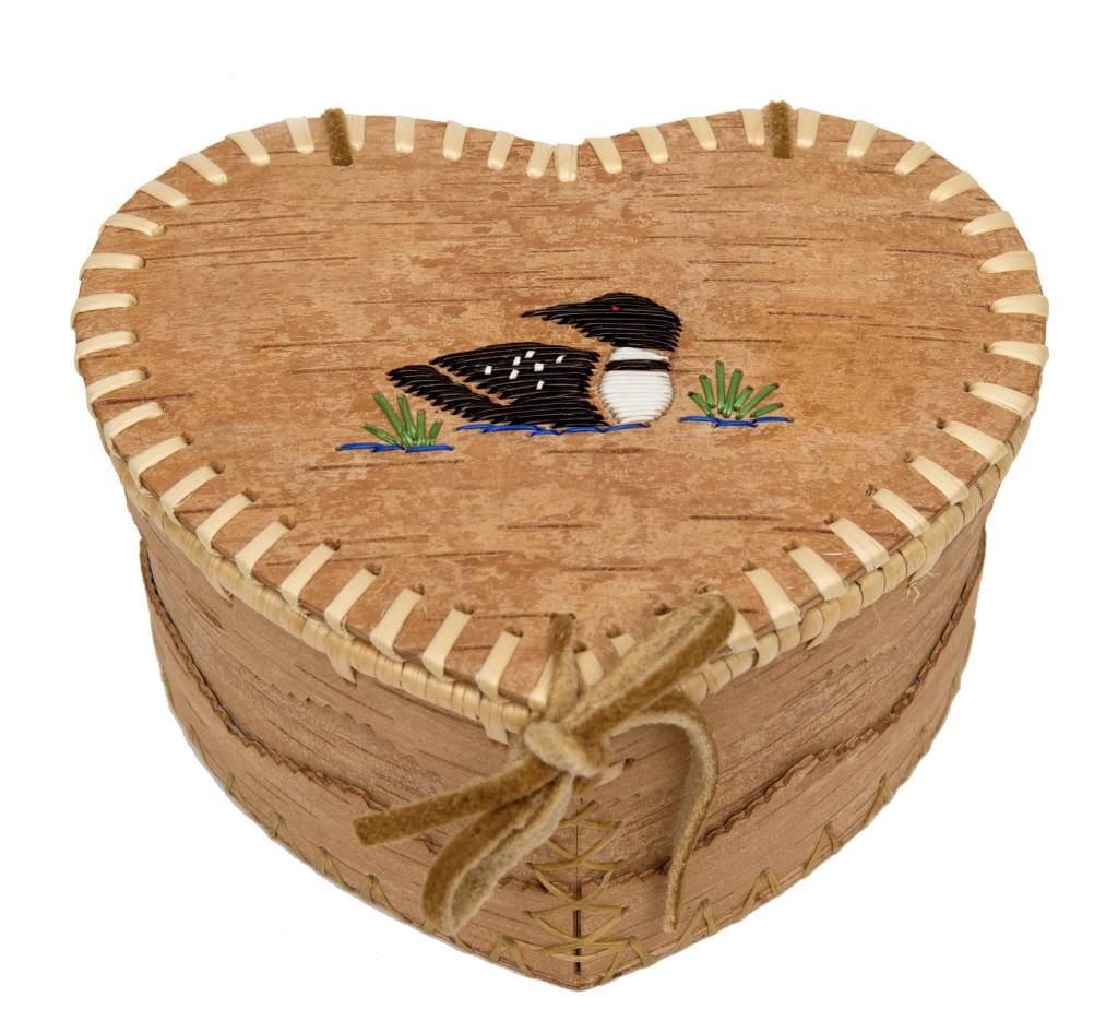 Medium Heart Shaped Birchbark Basket - 4" x 7"