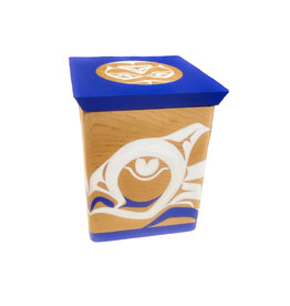 Cedar Box with White Owls and Full Moon