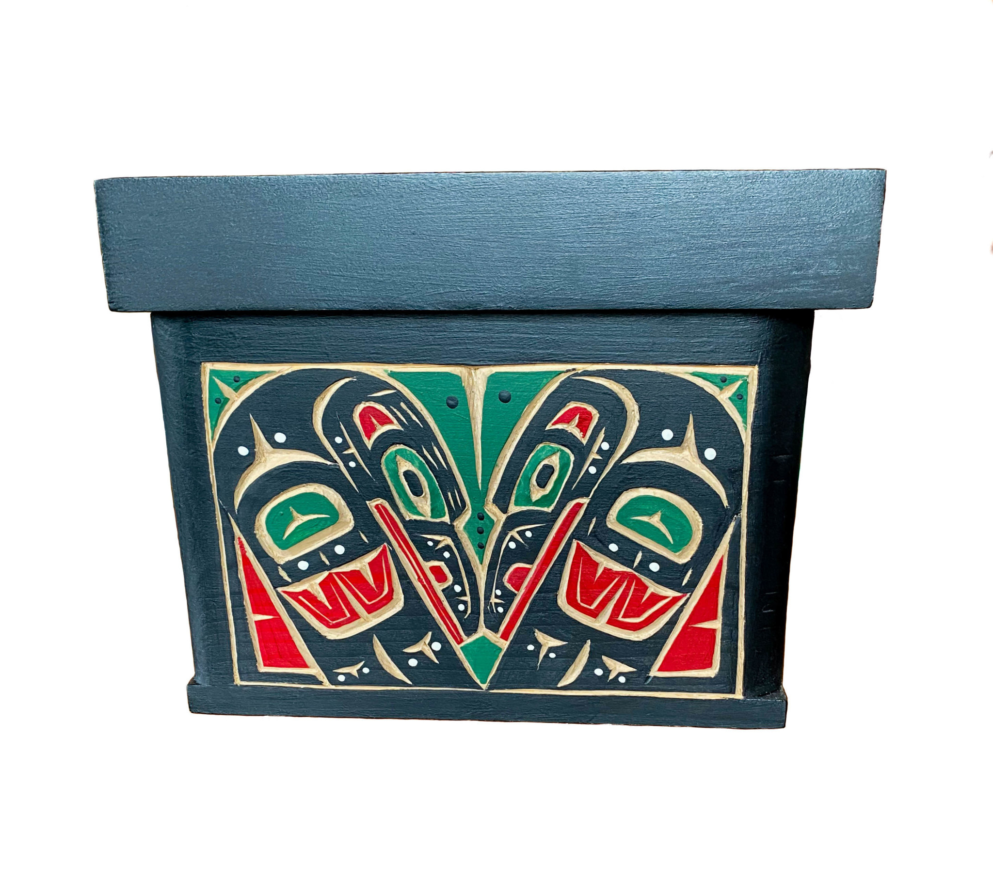 CUSTOM ORDER  Bentwood Box -  Wolf, Raven, and Sun