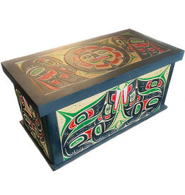 SOLD Bentwood Box - Wolves, Raven and Sun