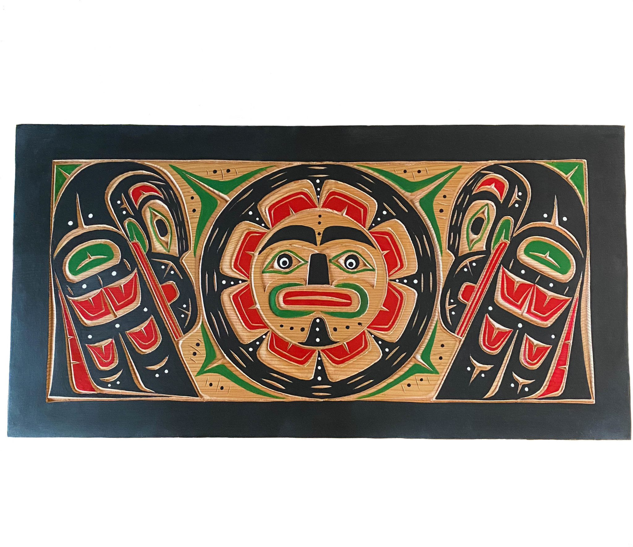 CUSTOM ORDER  Bentwood Box - Wolves, Raven and Sun