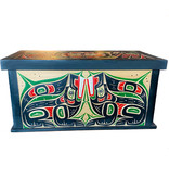 CUSTOM ORDER  Bentwood Box - Wolves, Raven and Sun