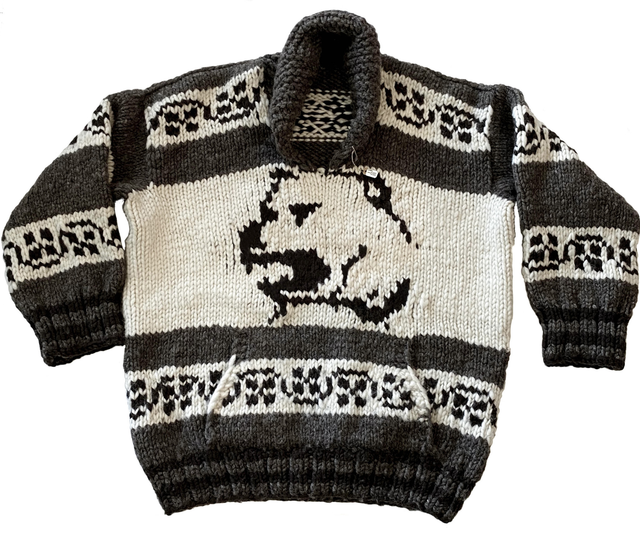 XXXL Grizzly Bear Protector Pullover Cowichan Sweater
