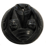 SOLD  Haida Argillite Pendant ‘Raven and the First Men’