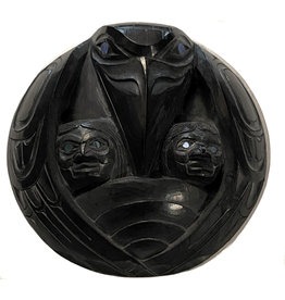 CUSTOM ORDER  Haida Argillite Pendant ‘Raven and the First Men’