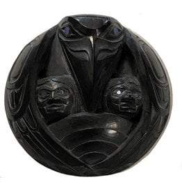 SOLD  Haida Argillite Pendant ‘Raven and the First Men’