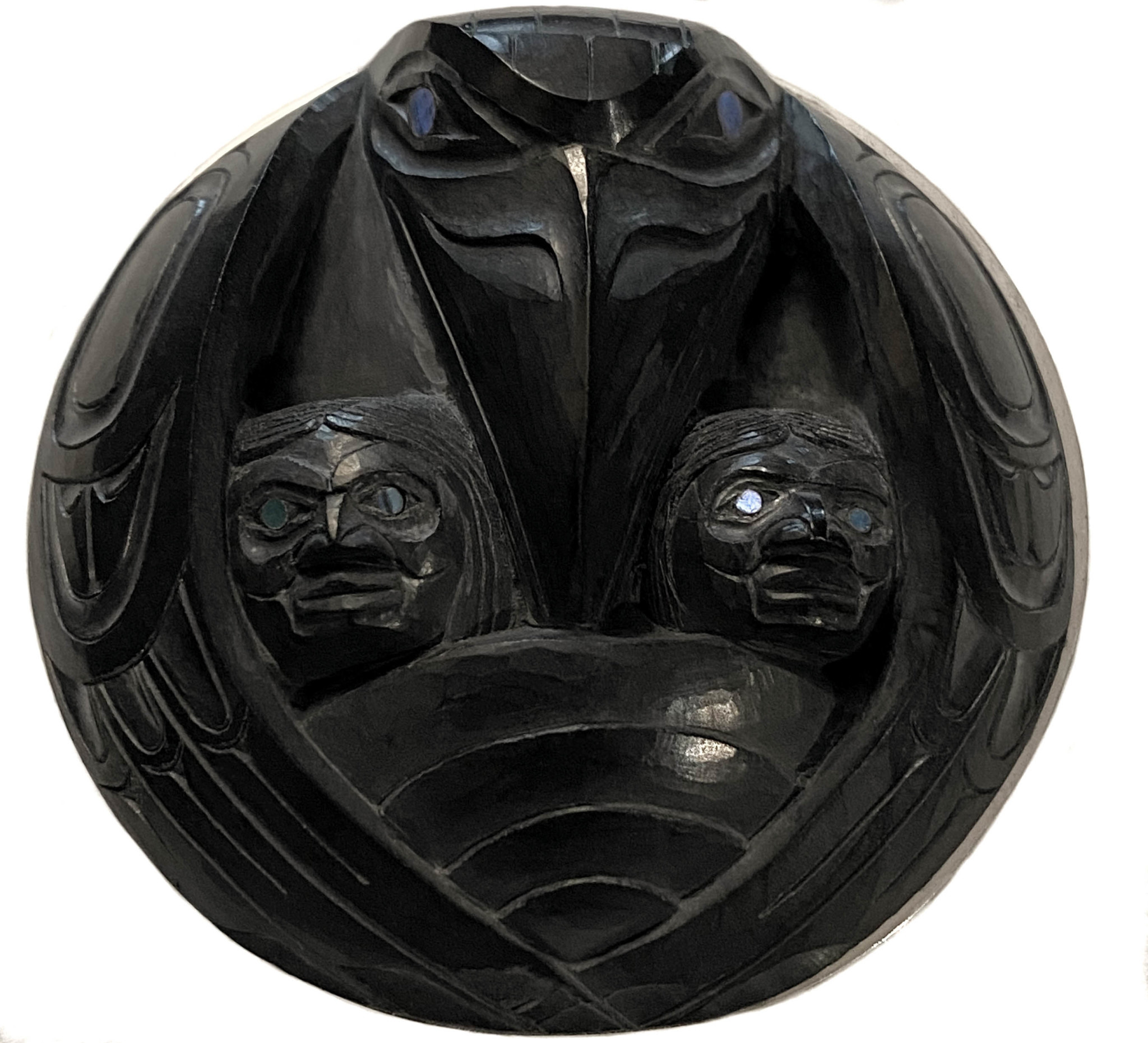 SOLD  Haida Argillite Pendant ‘Raven and the First Men’