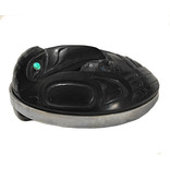 CUSTOM ORDER  Haida Argillite Pendant ‘Raven and the First Men’