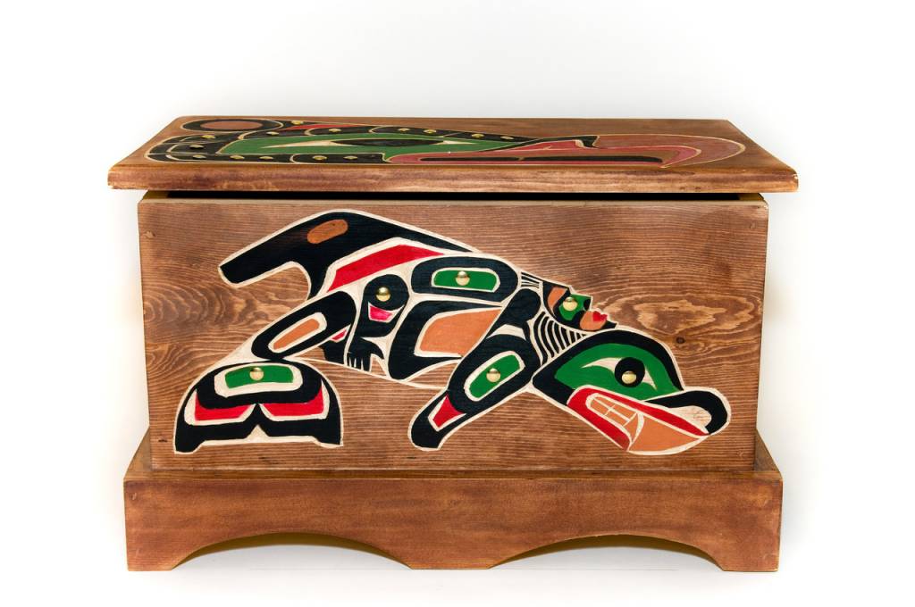 Thunderbird and Killer Whale  Chest Painted by Gyauustees (Nuchahnulth)