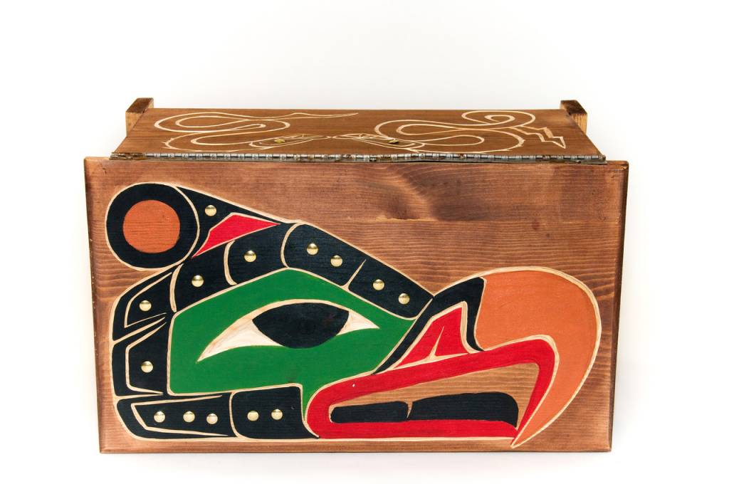 Thunderbird and Killer Whale  Chest Painted by Gyauustees (Nuchahnulth)
