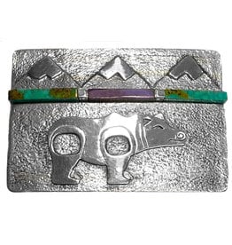 CUSTOM ORDER  Tufa Cast Bear and Mountains Buckle