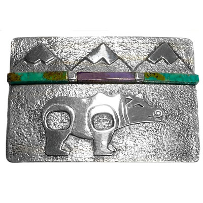 CUSTOM ORDER  Tufa Cast Bear and Mountains Buckle