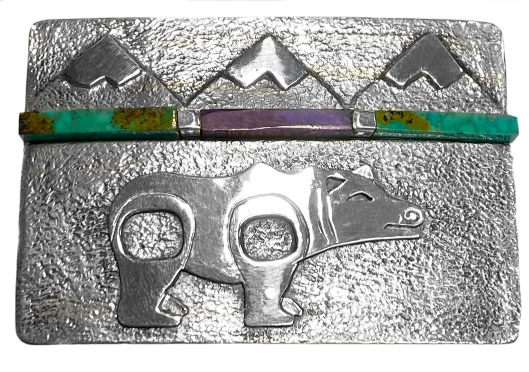 CUSTOM ORDER  Tufa Cast Bear and Mountains Buckle