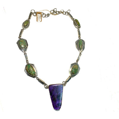 Turquoise Necklace with Sugilite Pendant