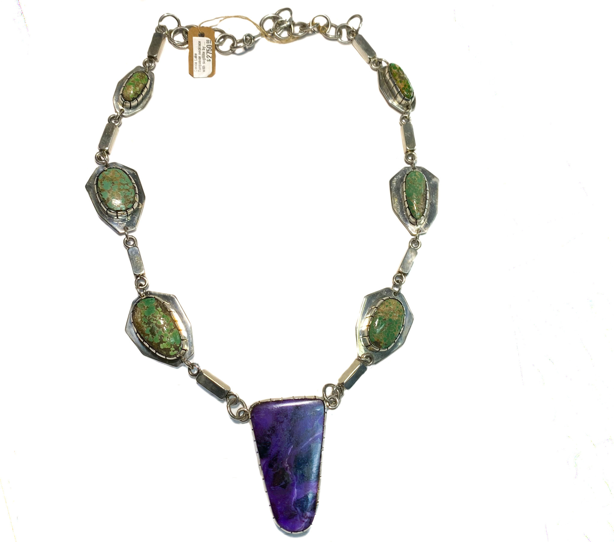 Carico Lake Turquoise Necklace with Sugilite by Terrence Campbell