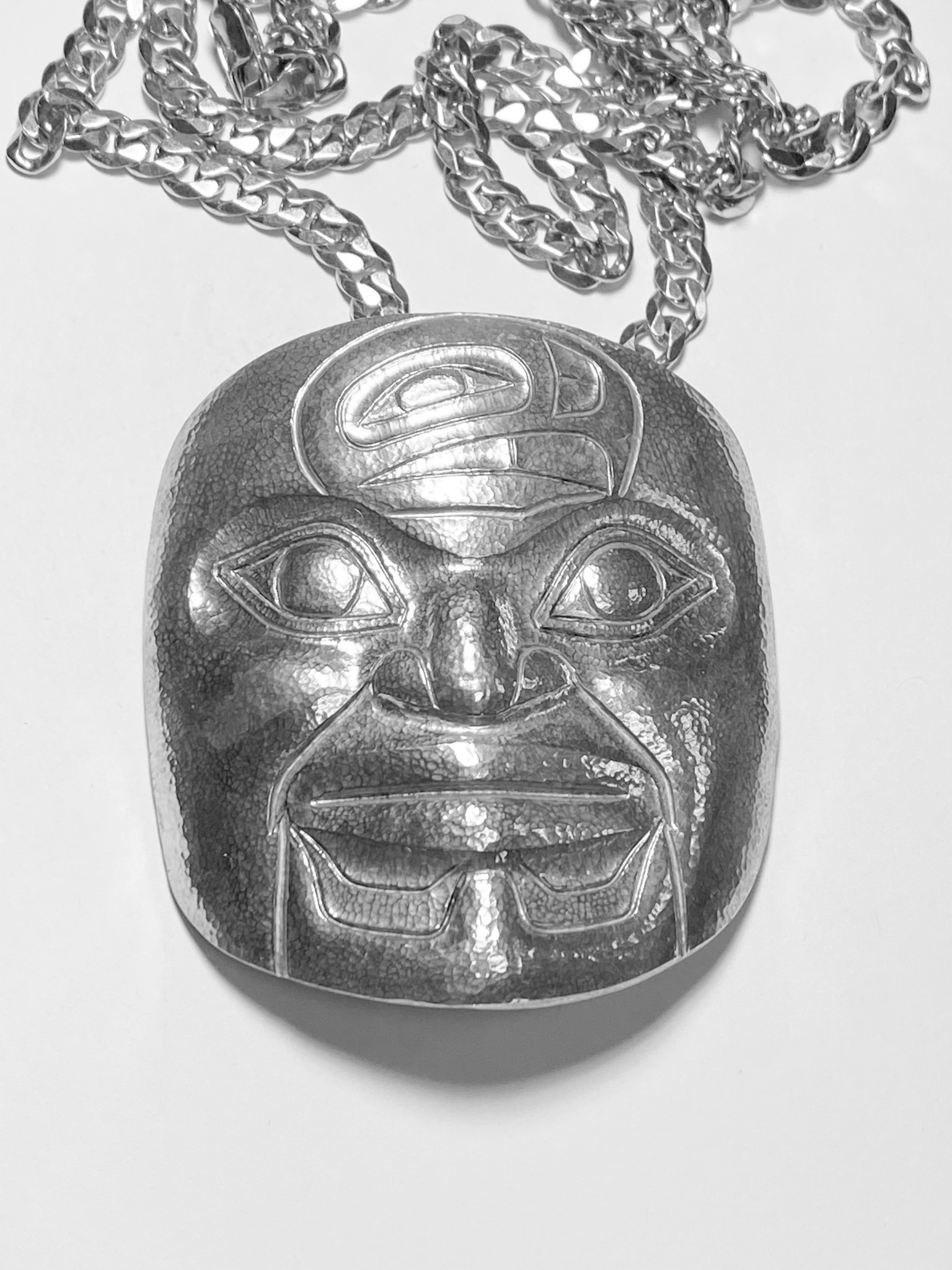 Large Tlingit  Repousse Raven Warrior Pendant