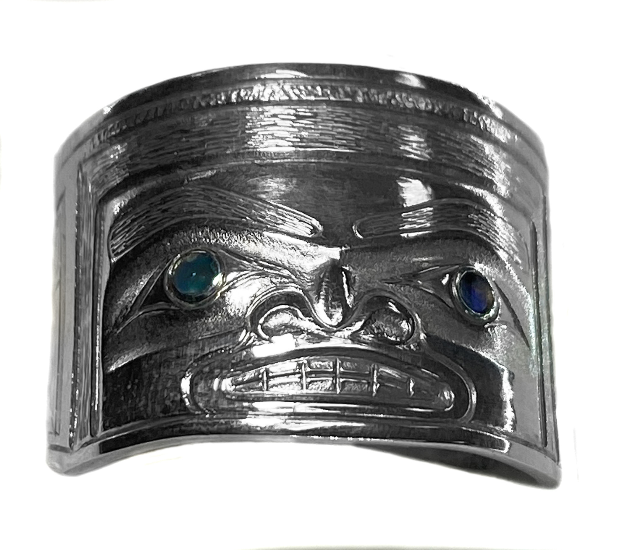 Silver Kwak'waka'wakw Repouse Chilkat Ring - size 12