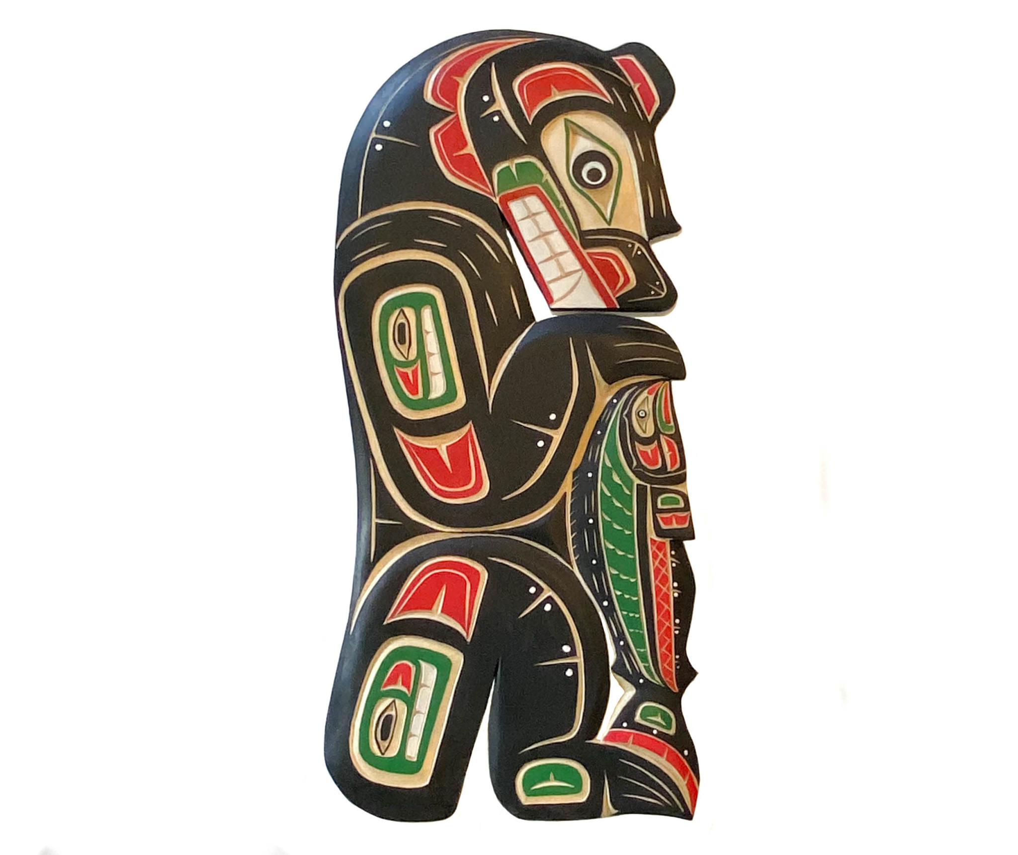 SOLD  Bear and Salmon Plaque