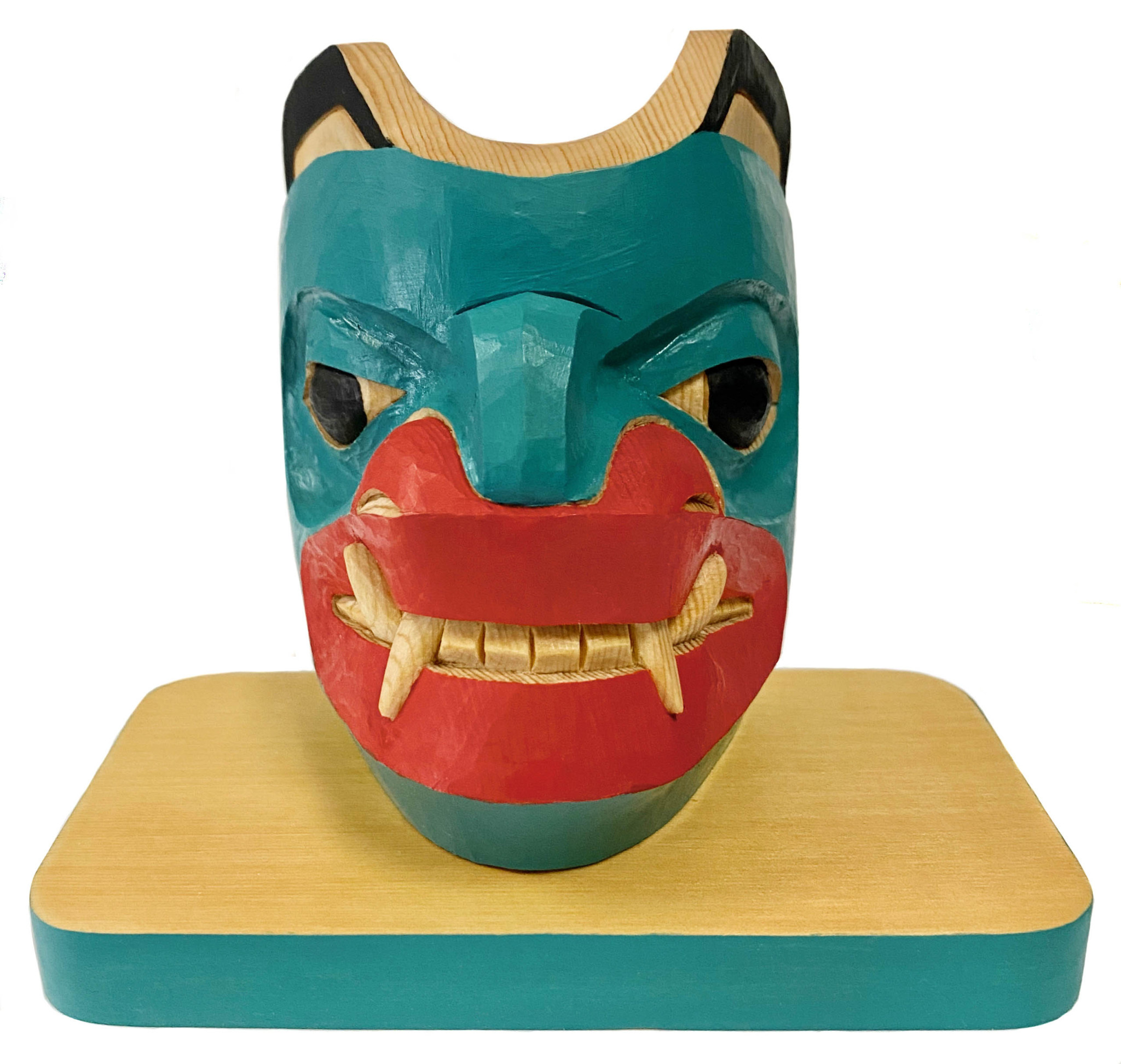 Miniature Tlingit Bear Mask on Stand by Eugene Alfred