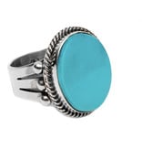 Natural Castle Dome Turquoise Ring by Randy and Etta Endito (Navajo)