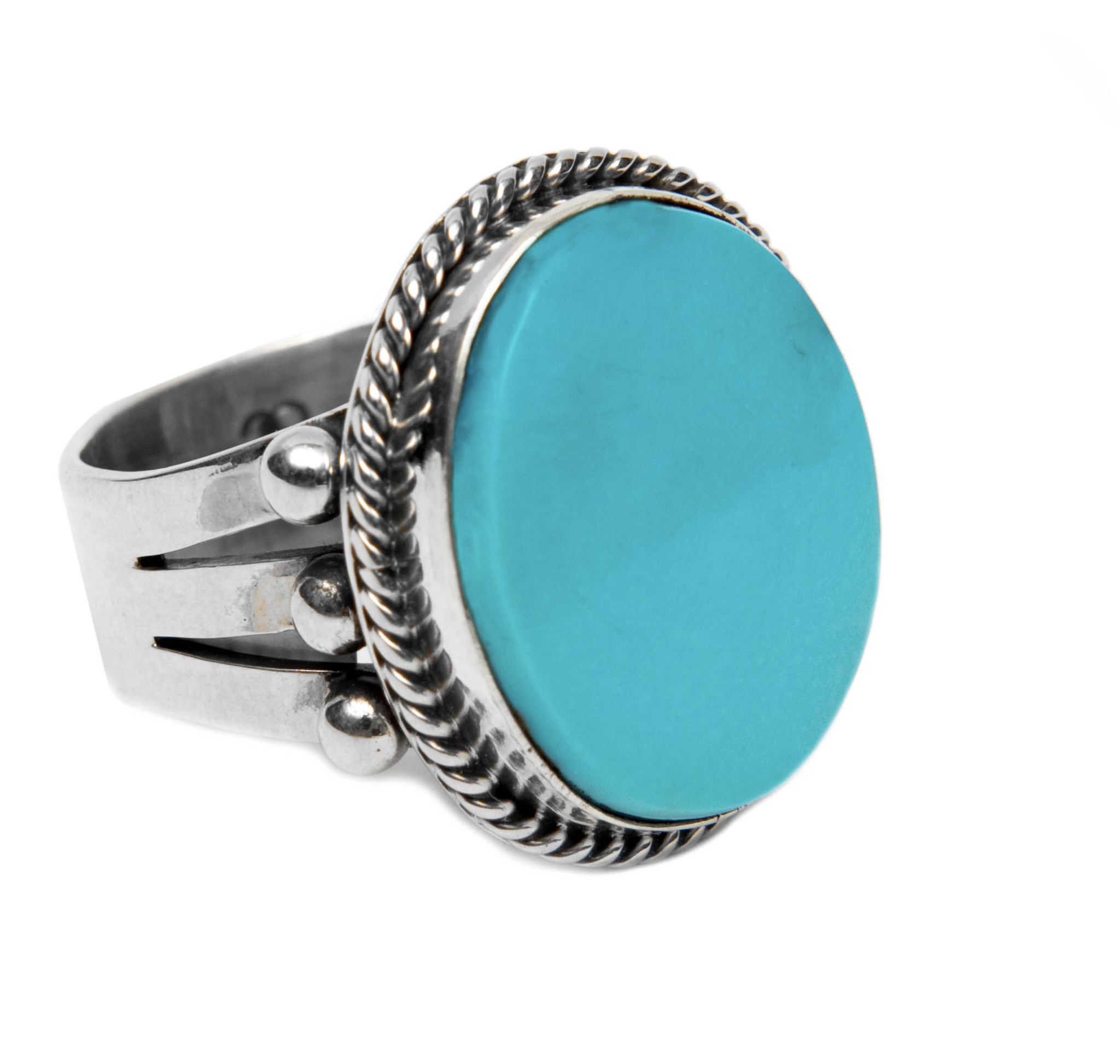 Natural Castle Dome Turquoise Ring by Randy and Etta Endito (Navajo)
