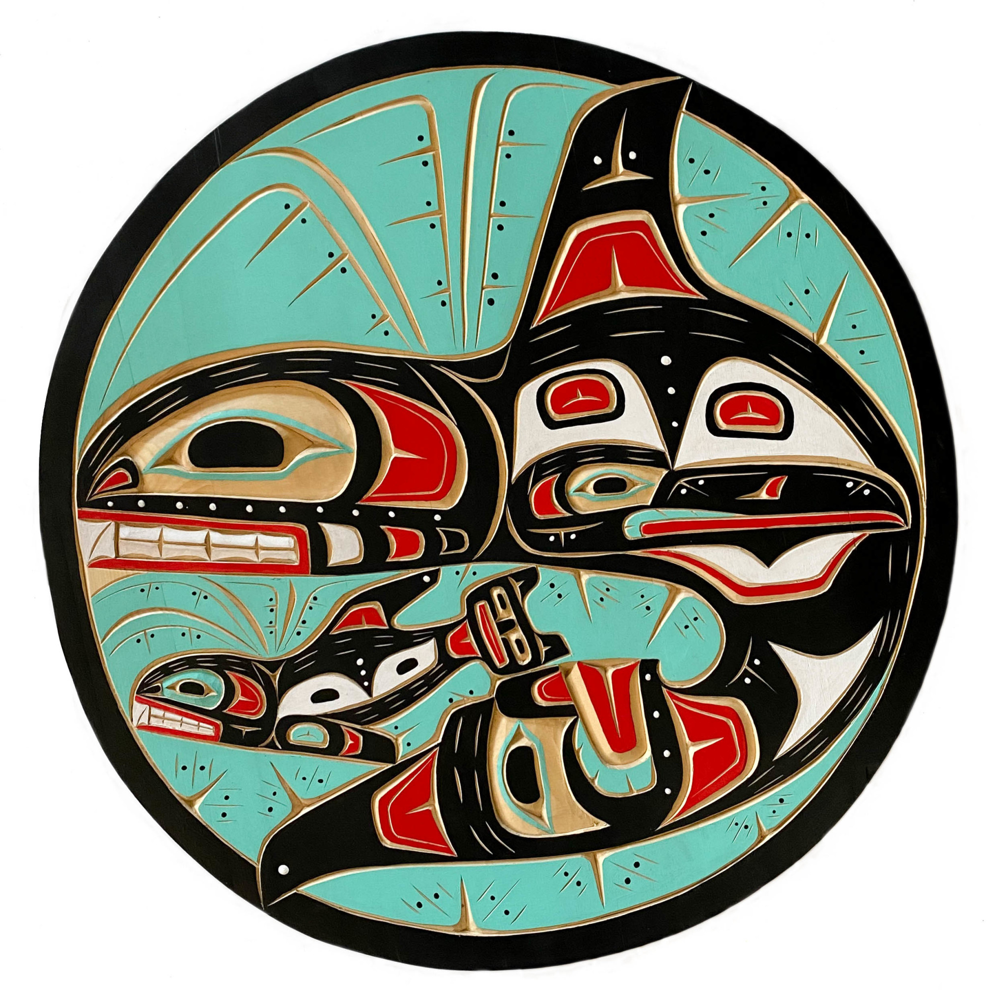 SOLD  Orca Mother and Child Panel