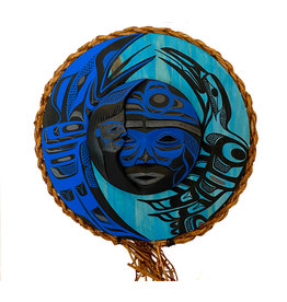 15" Nu-Chah-Nulth Raven Family Moon Mask