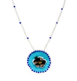 Beaded Medallion Necklaces with Moosehair Tufting.