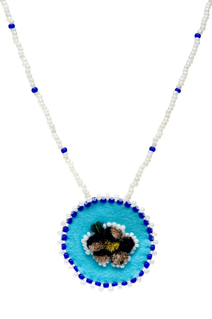 Beaded Medallion Necklaces with Moosehair Tufting.