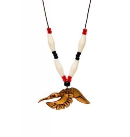 Necklaces with Bone Beads, Silver and Glass Beads, and Cedar Carvings