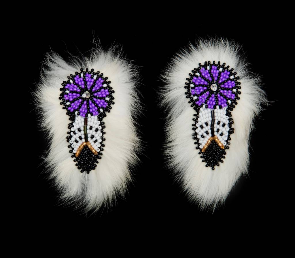 Beaded Barrettes Pairs with Rabbit Fur.