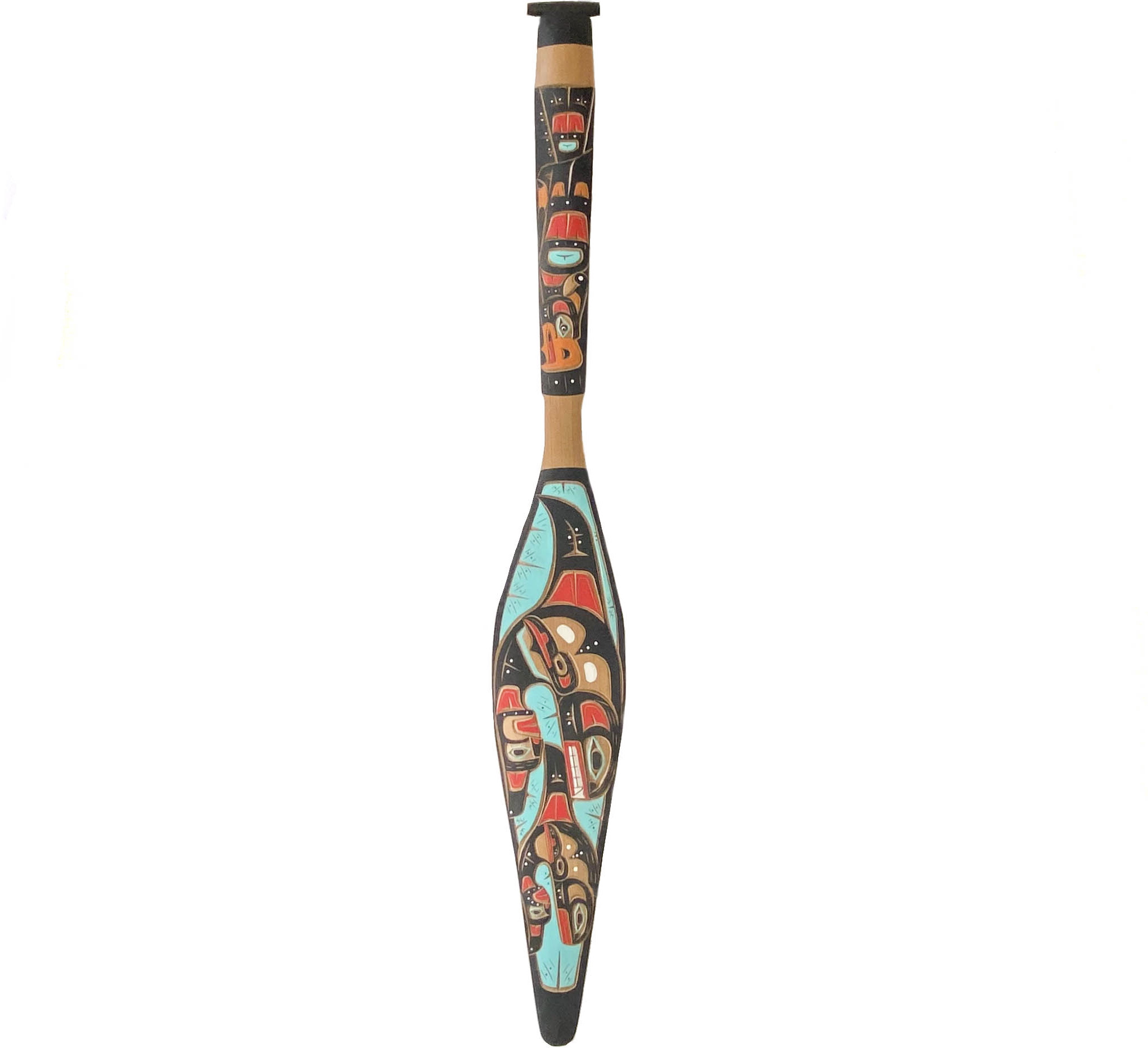 5 1/2' Kwak'waka'wakw Thunderbird and Orca Mother and Child Paddle